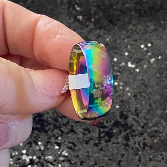 🎄2/$15🎁3/$20 Stainless Steel Unisex Rainbow Paw Print Ring size 13 - Picture 16 of 16